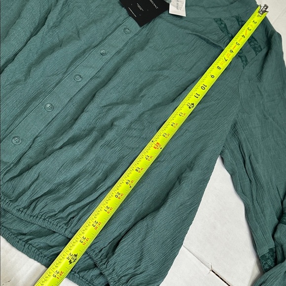 Lane Bryant Plus Size Woman’s 18/20 Green Gauzy Top NWT Fall Festival Casual - Picture 7 of 9